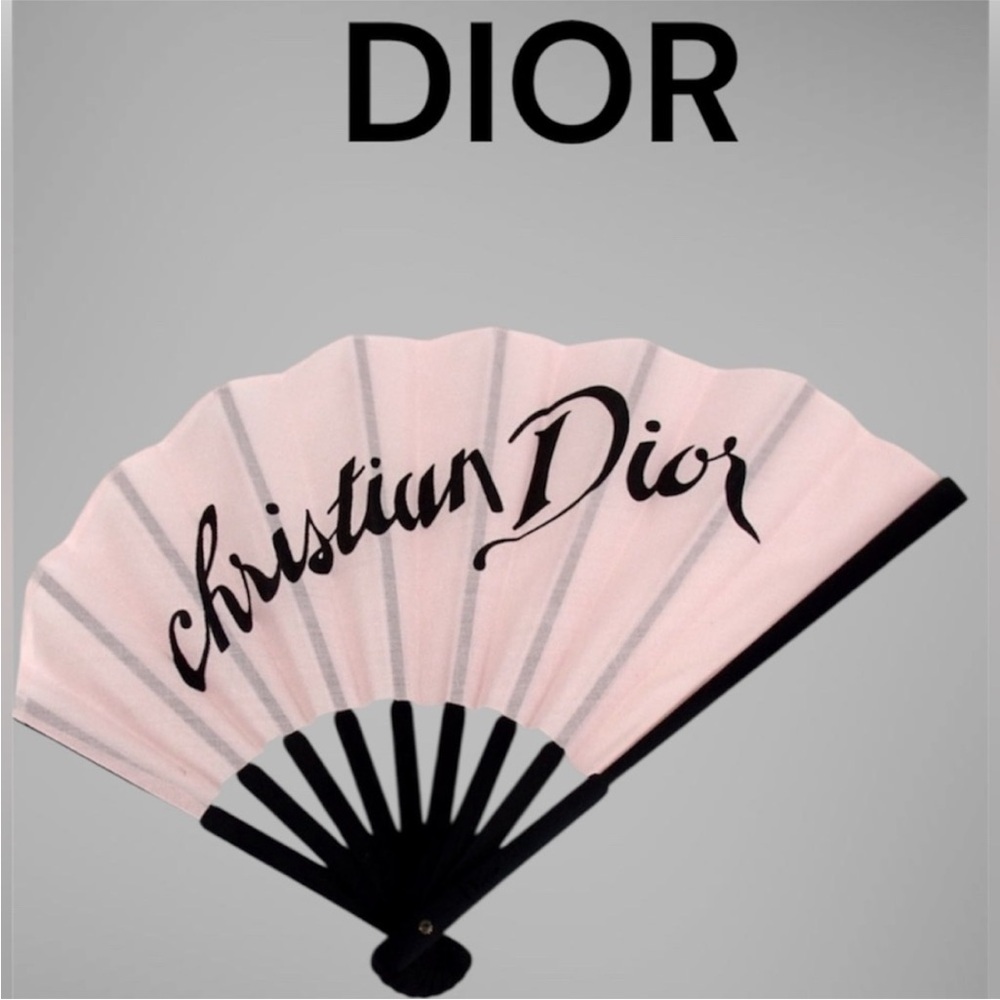 Dior Sensu Pink Folding Fan with Christian Dior in Pink and Black